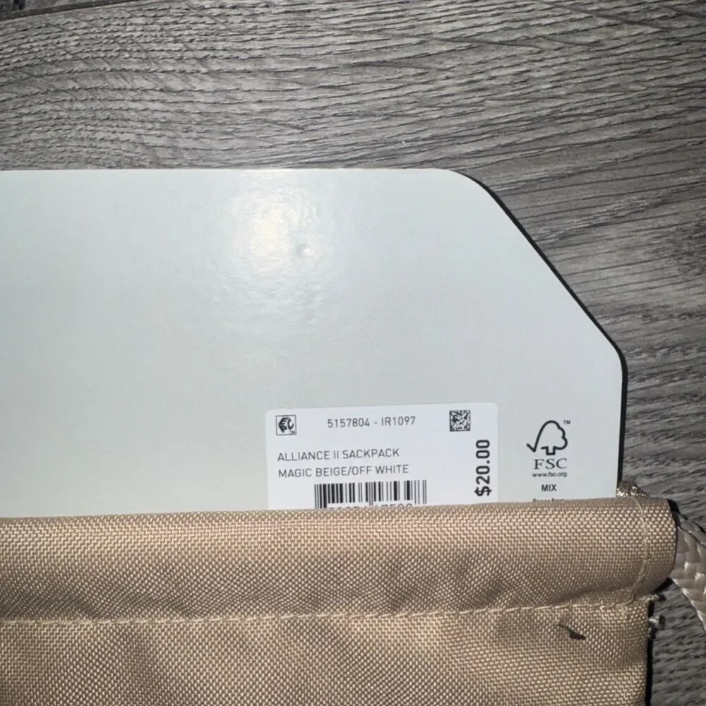 Adidas Alliance II Sackpack Drawstring Athletic Sports Bag NEW Beige /Off White